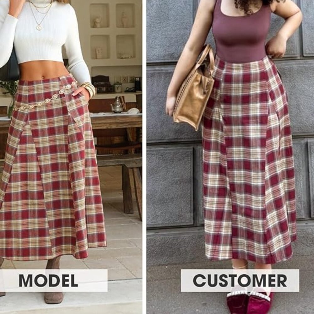 Womens Flannel Plaid Long Skirt - Picture 5 of 8